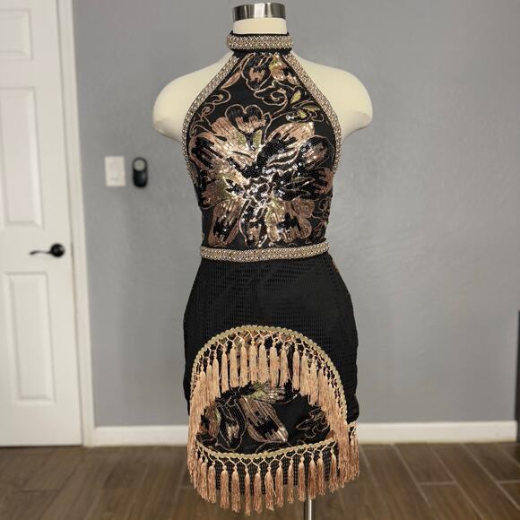 12th Tribe Dresses & Skirts - 12th Tribe Like Gold Dust Sequin Fringe Dress, S